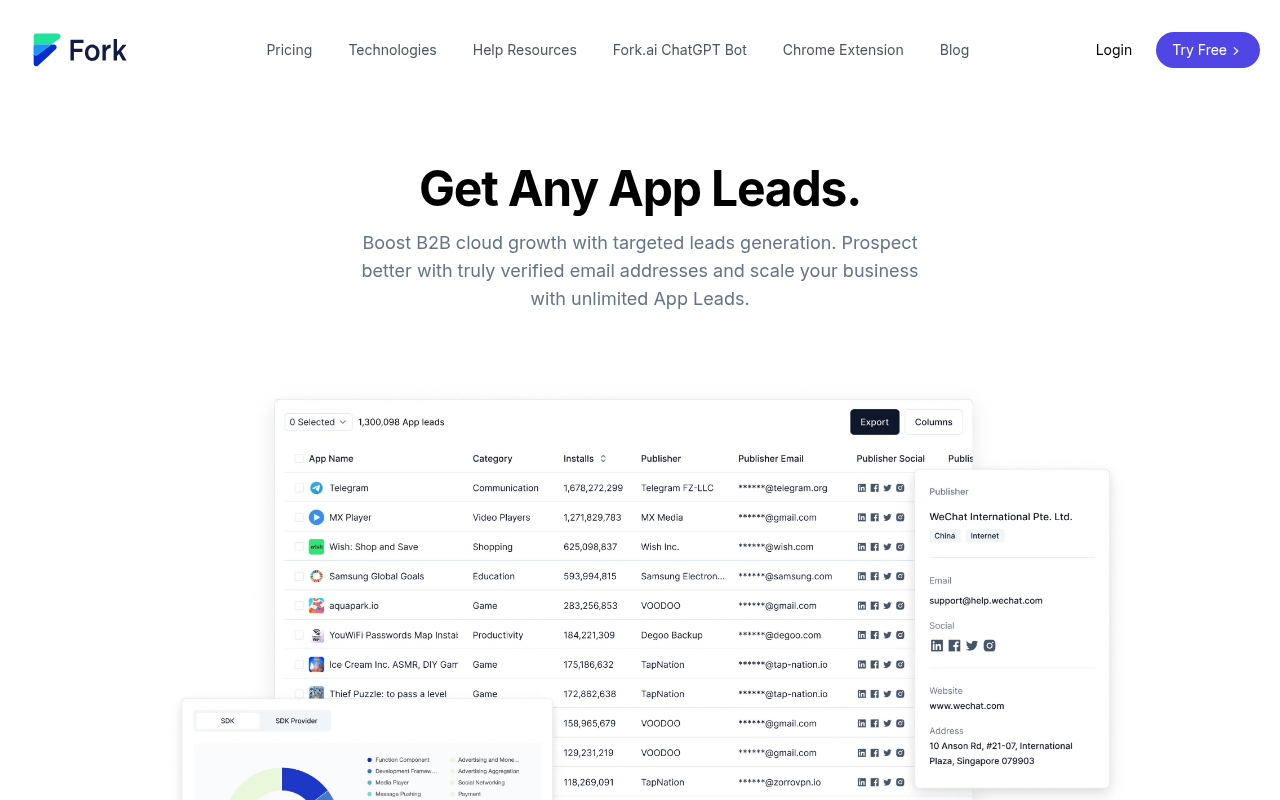 Screenshot of Fork.ai: Supercharge Your App Lead Generation with AI