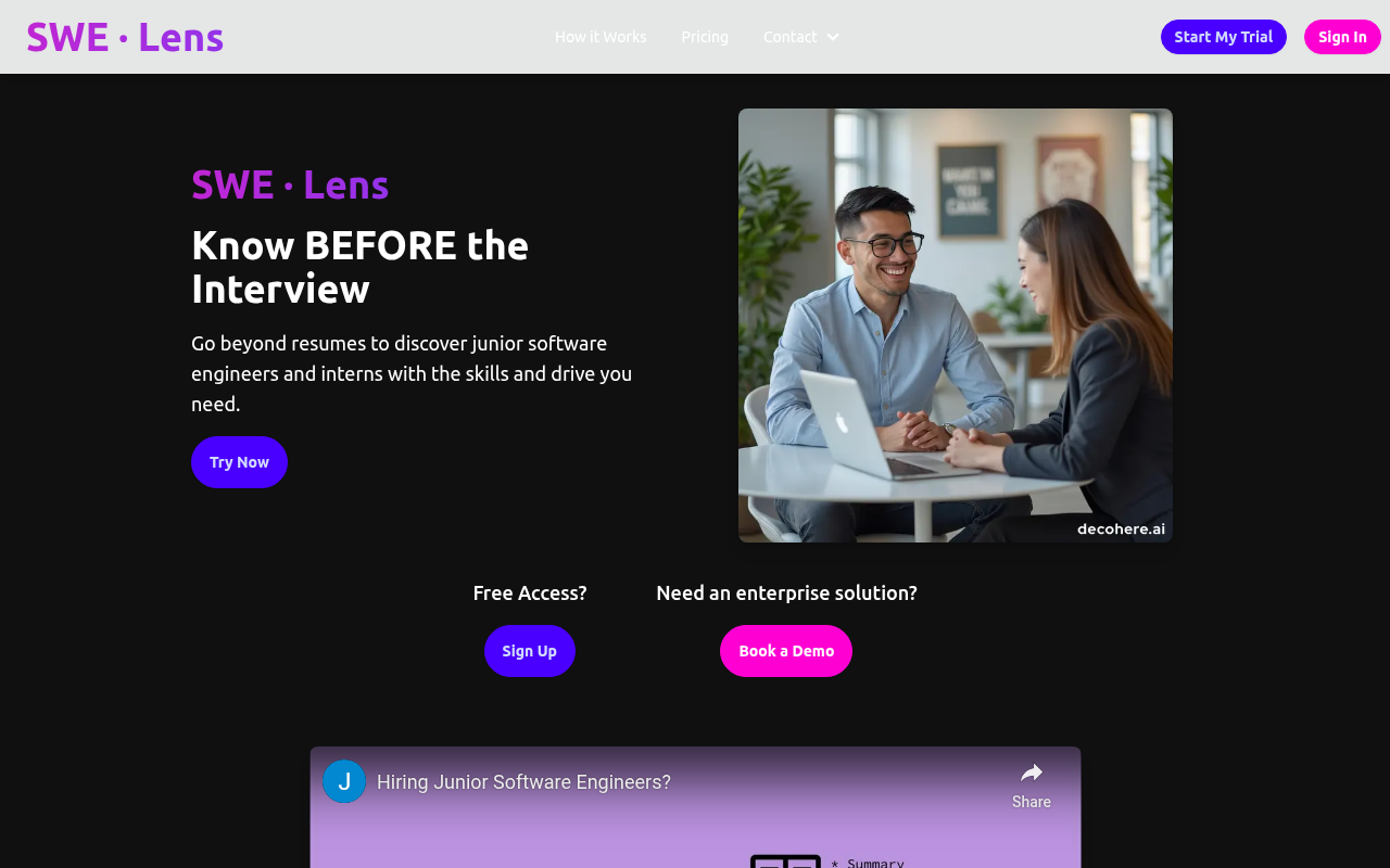 Screenshot of Swelens Candidate Analyzer: AI-Powered Resume Screening