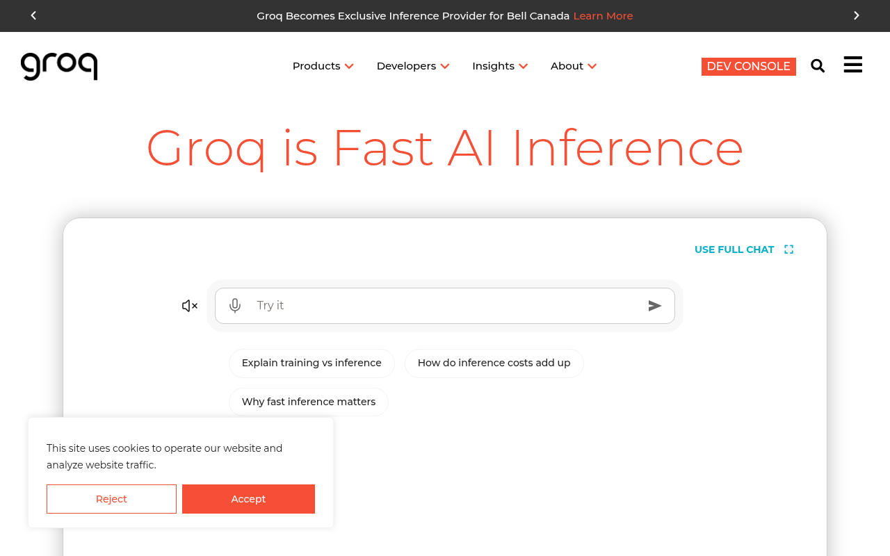 Screenshot of Groq: Superfast AI Inference Engine Review