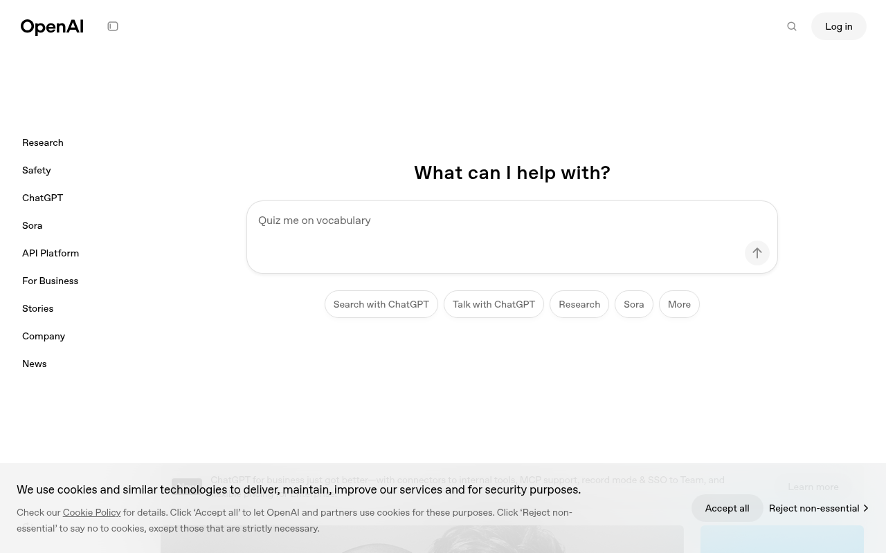 Screenshot of OpenAI: Revolutionizing AI Development and Access