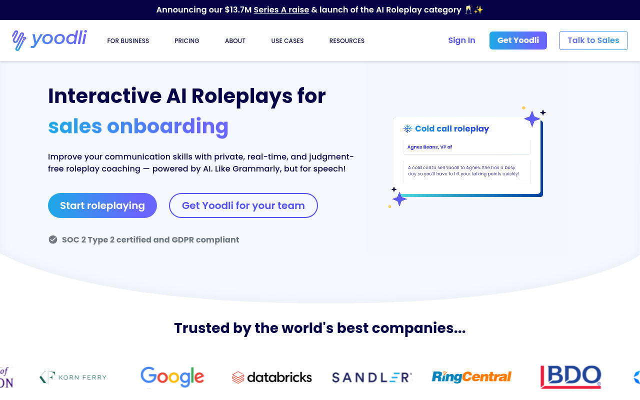 Screenshot of Yoodli: AI-Powered Coaching for Confident Communication