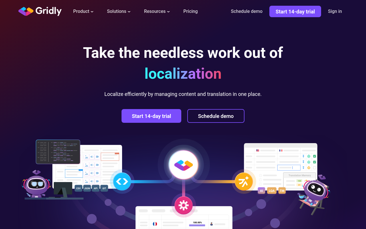 Screenshot of Gridly: Streamline Your Localization Workflow with AI