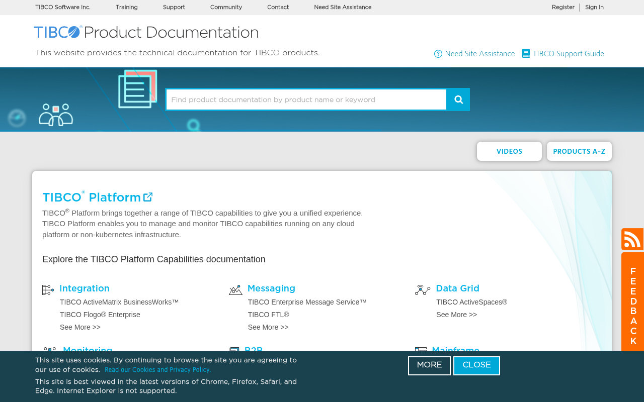 Screenshot of TIBCO Docs: Your Central Hub for TIBCO Product Information
