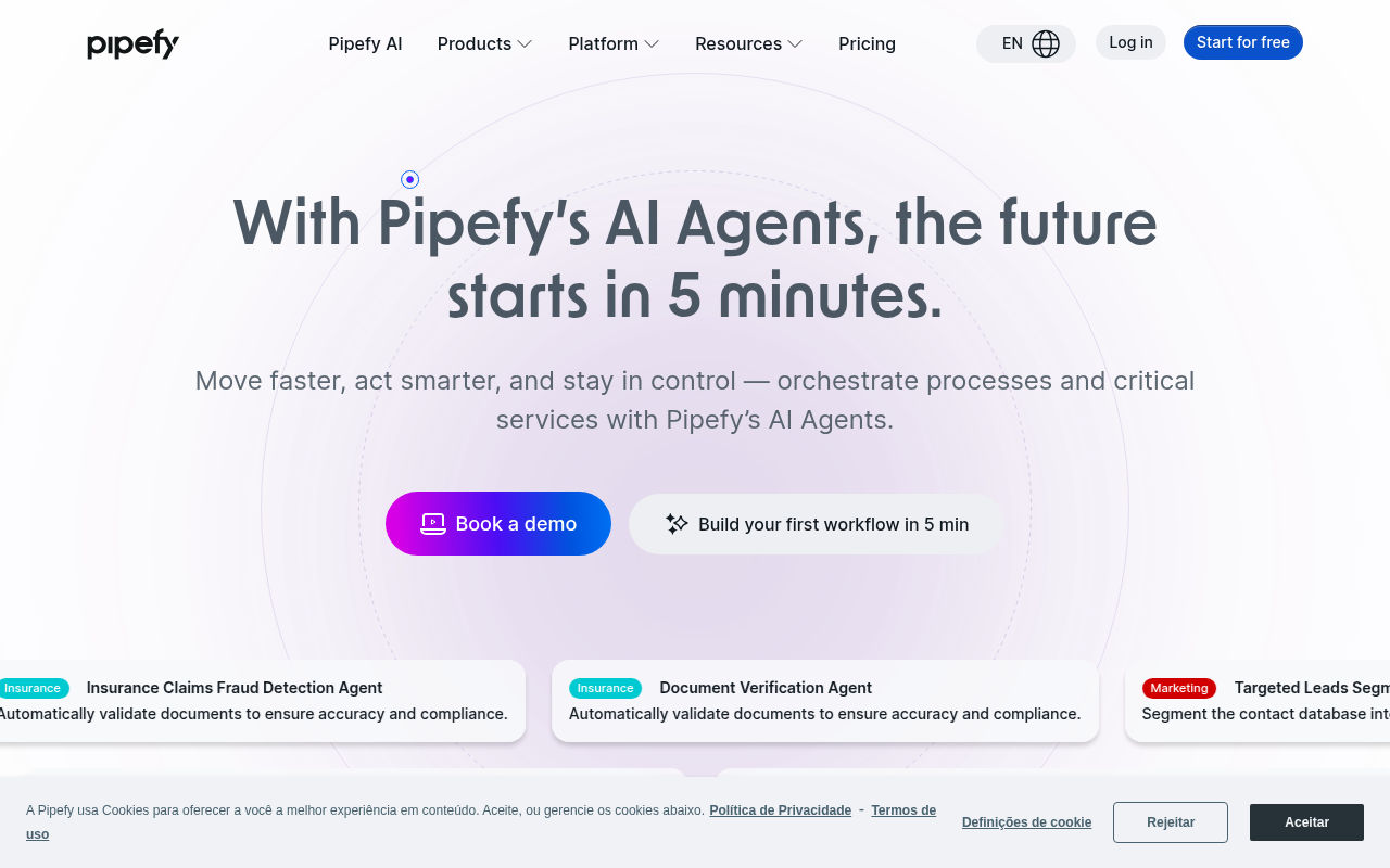 Screenshot of Pipefy AI Agents: Supercharge Your Workflow Automation
