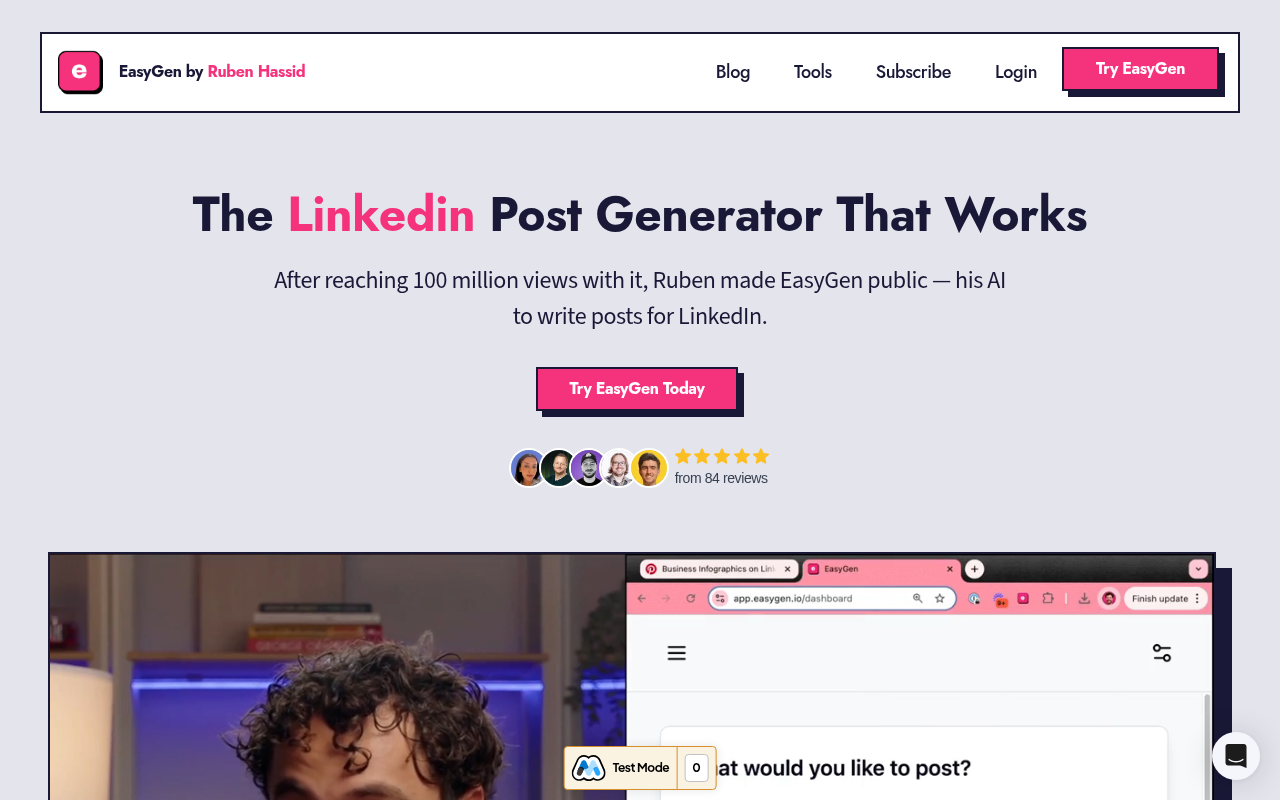 Screenshot of EasyGen: AI-Powered LinkedIn Post Generator for Maximum Engagement