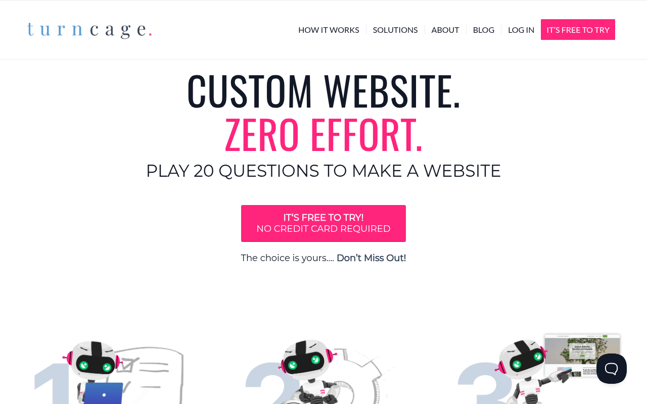Screenshot of TurnCage: Build Your SEO-Optimized Website in Minutes with a Fun Quiz