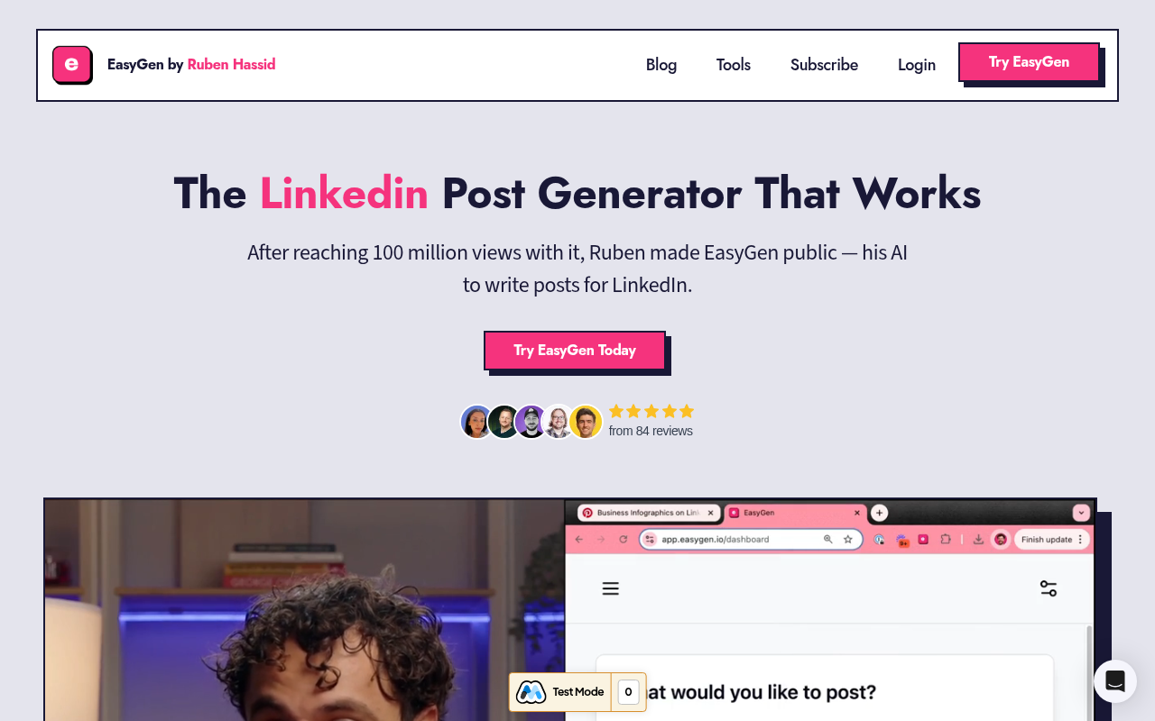Screenshot of EasyGen: AI-Powered LinkedIn Post Generator for Maximum Engagement