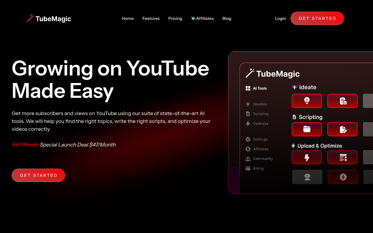 Screenshot of TubeMagic AI: Supercharge Your YouTube Channel Growth
