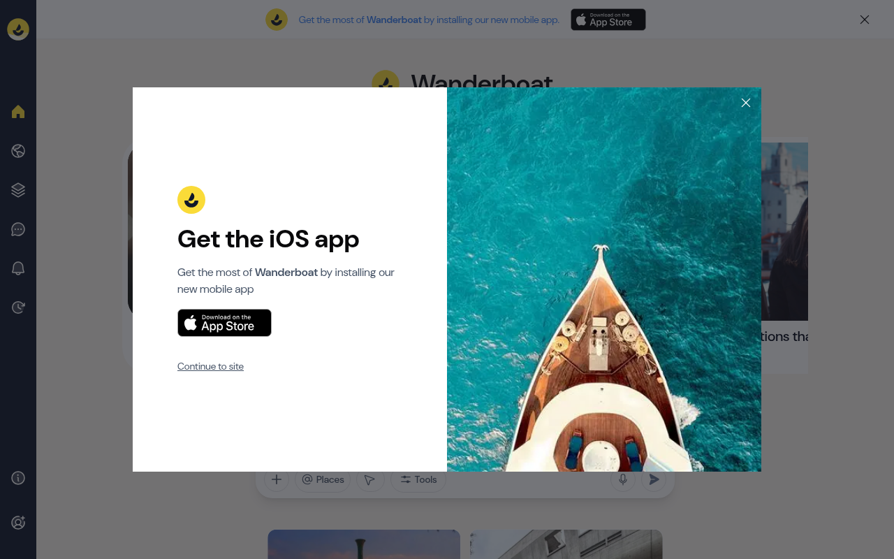 Screenshot of WanderBoat.ai: Your AI-Powered Travel Planner