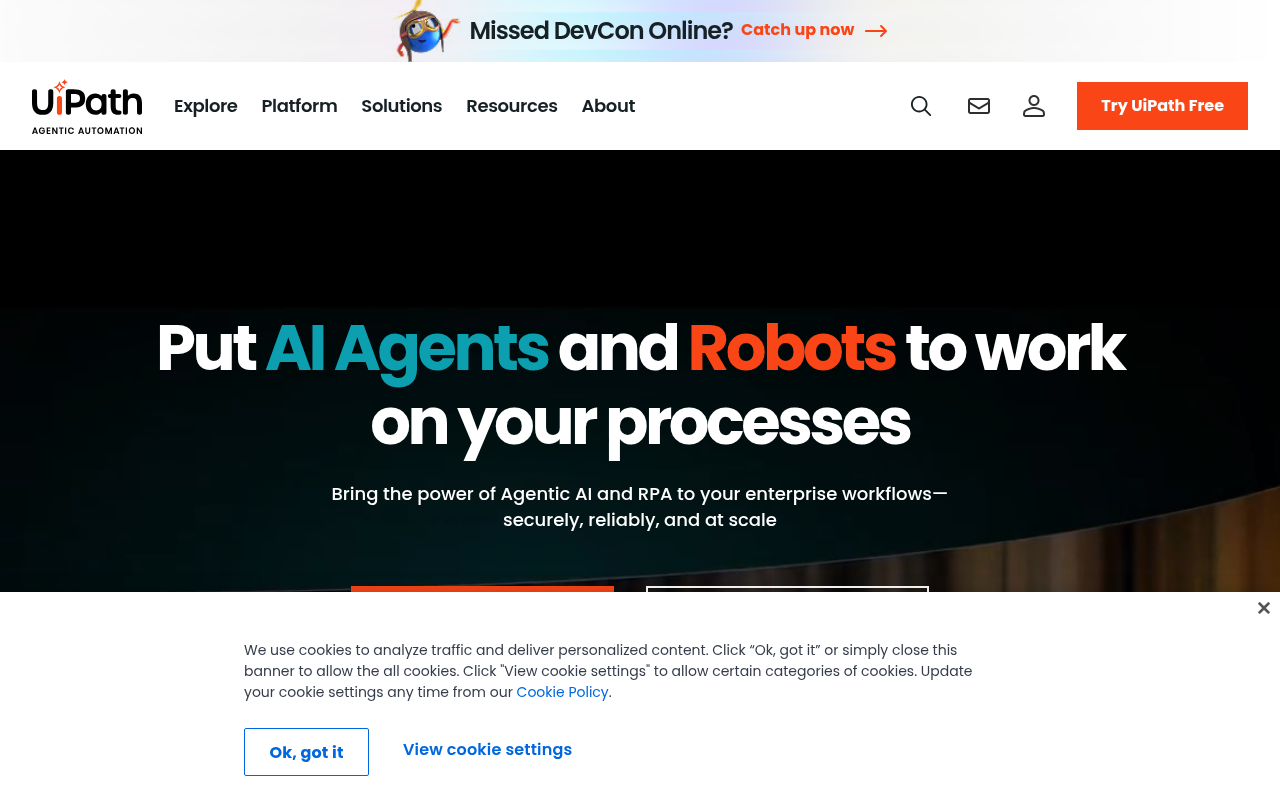 Screenshot of UiPath: Your AI-Powered Automation Solution for Business
