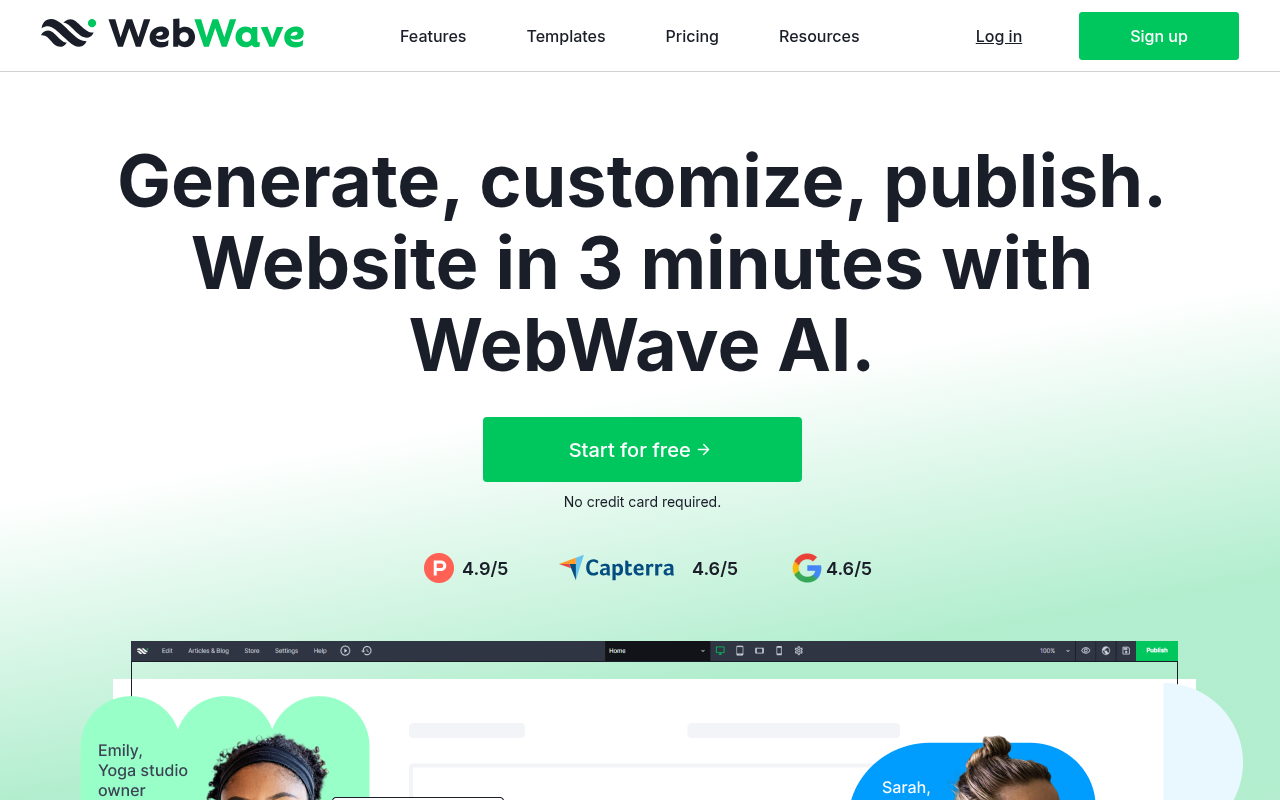 Screenshot of WebWave: The AI-Powered Website Builder for Fast, Beautiful Sites