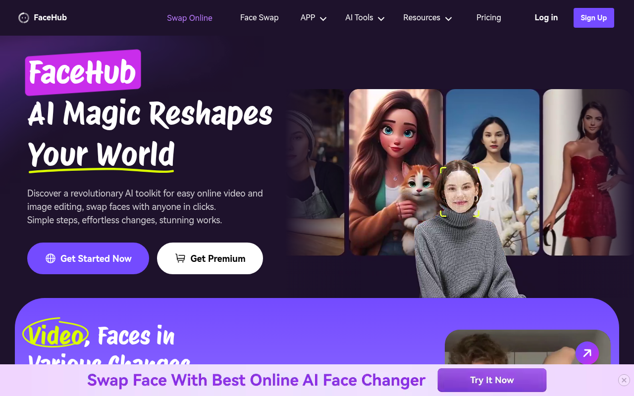 Screenshot of FaceHub AI: Effortless Face Swapping for Images & Videos