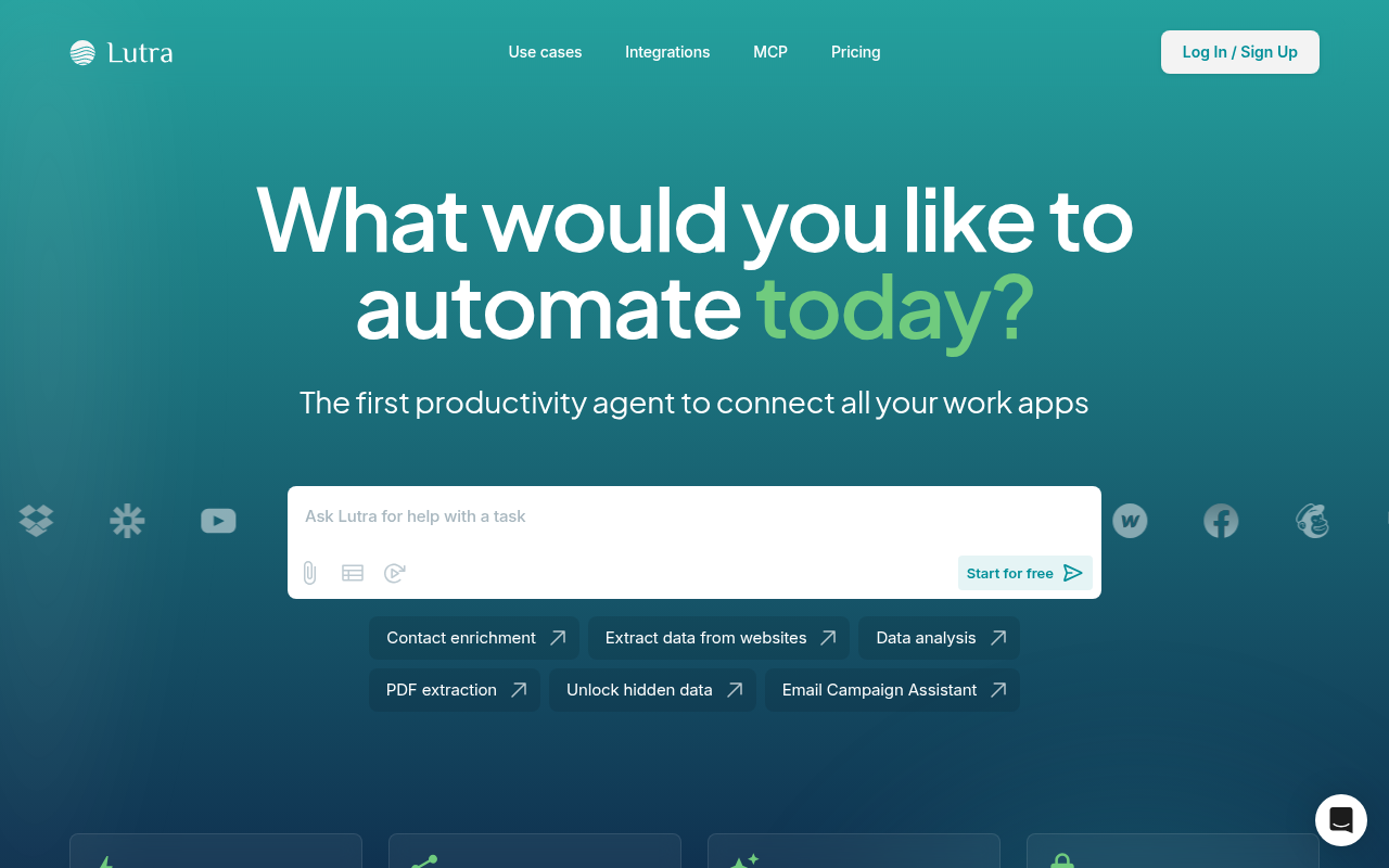 Screenshot of Lutra AI: The All-In-One AI Productivity Powerhouse
