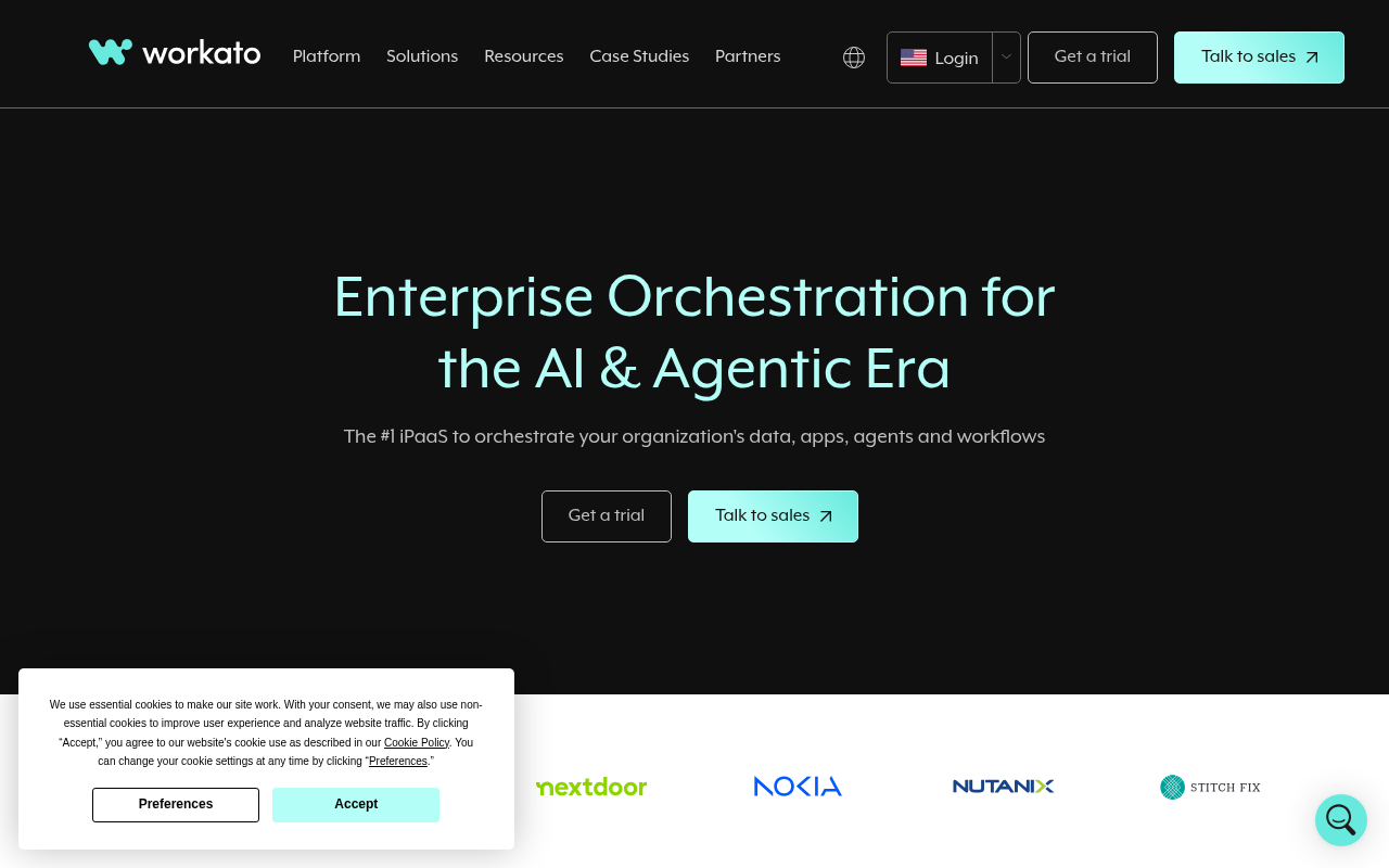 Screenshot of Workato: The AI-Powered Integration Platform for Modern Business