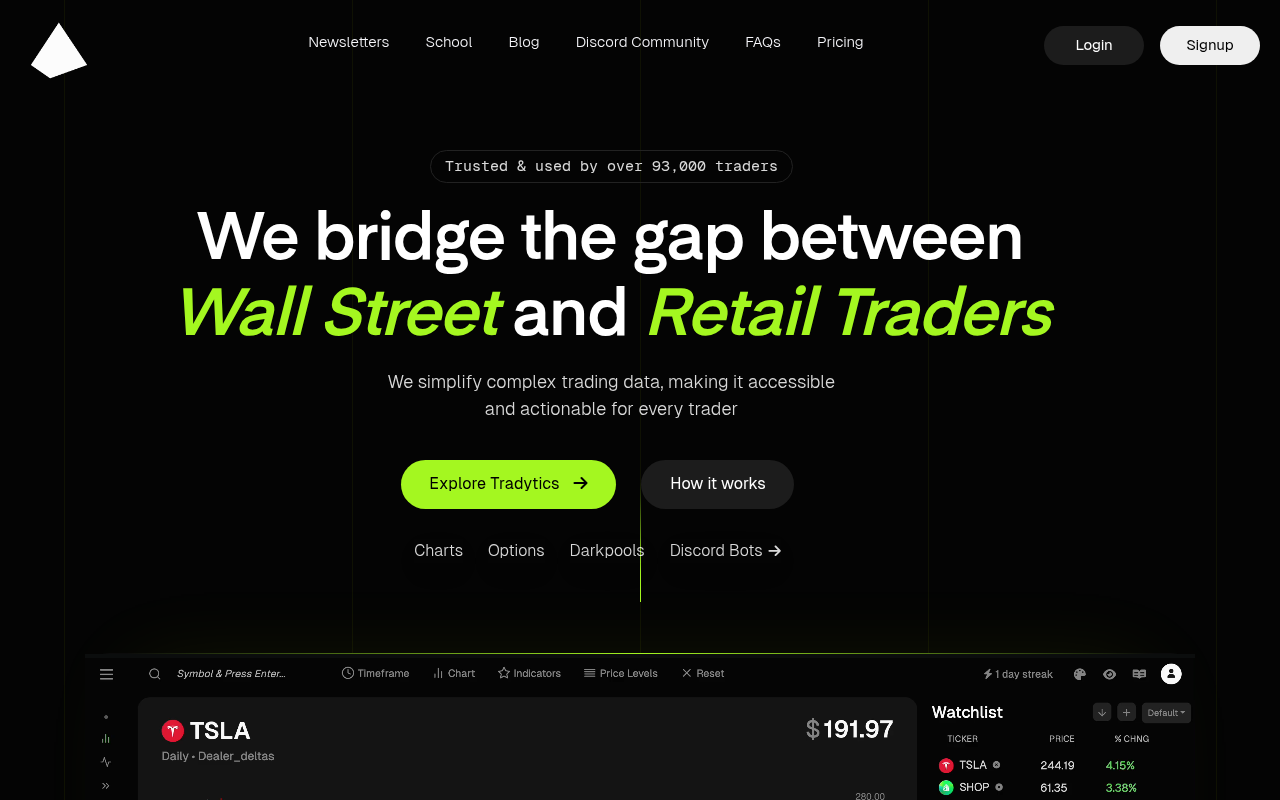 Screenshot of Tradytics: AI-Powered Options Flow for Smarter Trading