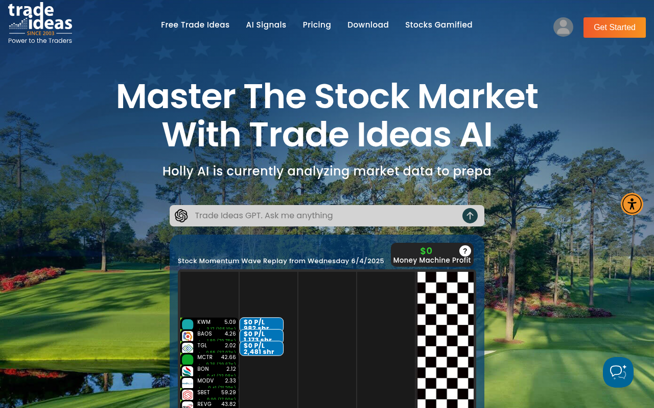 Screenshot of Trade Ideas: Your AI Stock Trading Edge