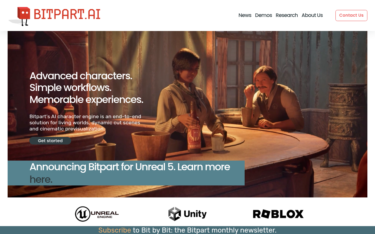 Screenshot of Bitpart AI: Revolutionizing NPC Interactions in Gaming
