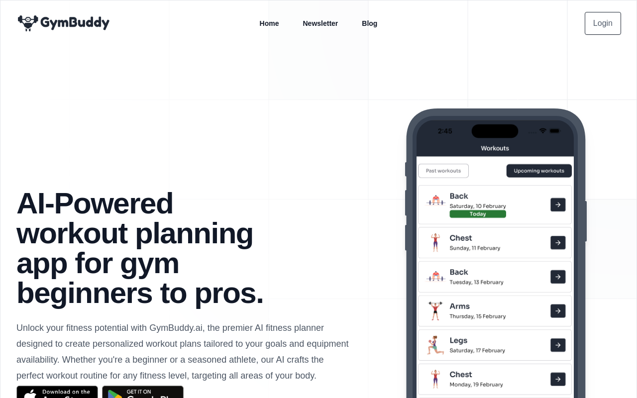 Screenshot of GymBuddy.ai: Your AI-Powered Personal Trainer