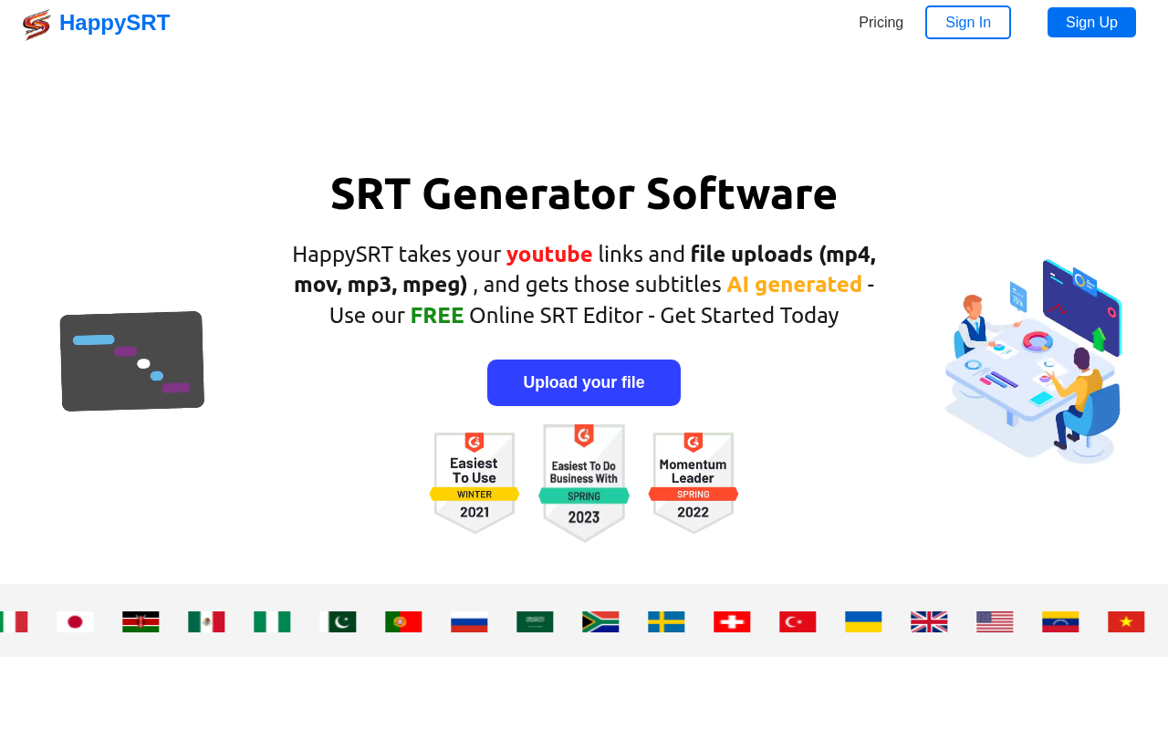 Screenshot of HappySRT: Effortless AI Subtitle Generation and Editing