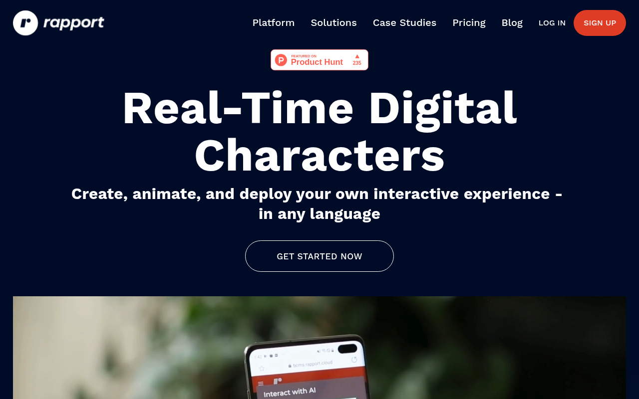 Screenshot of Rapport: AI-Powered Character Animation for Enhanced Engagement