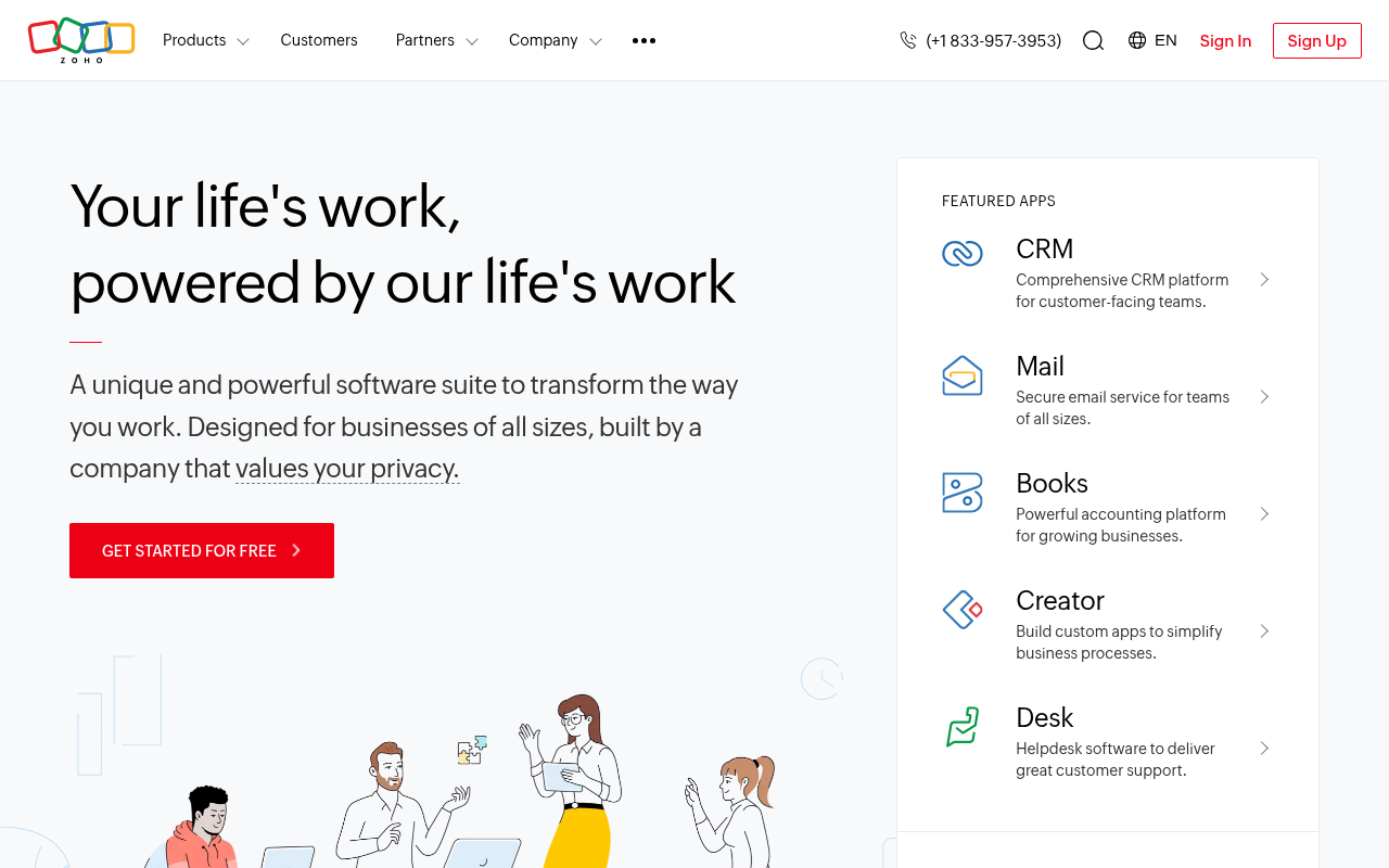 Screenshot of Zoho: The All-in-One Business Software Solution