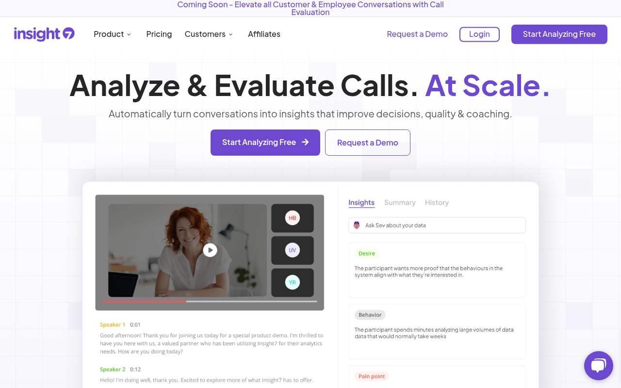 Screenshot of Insight7: AI-Powered Interview Analysis for Smarter Decisions