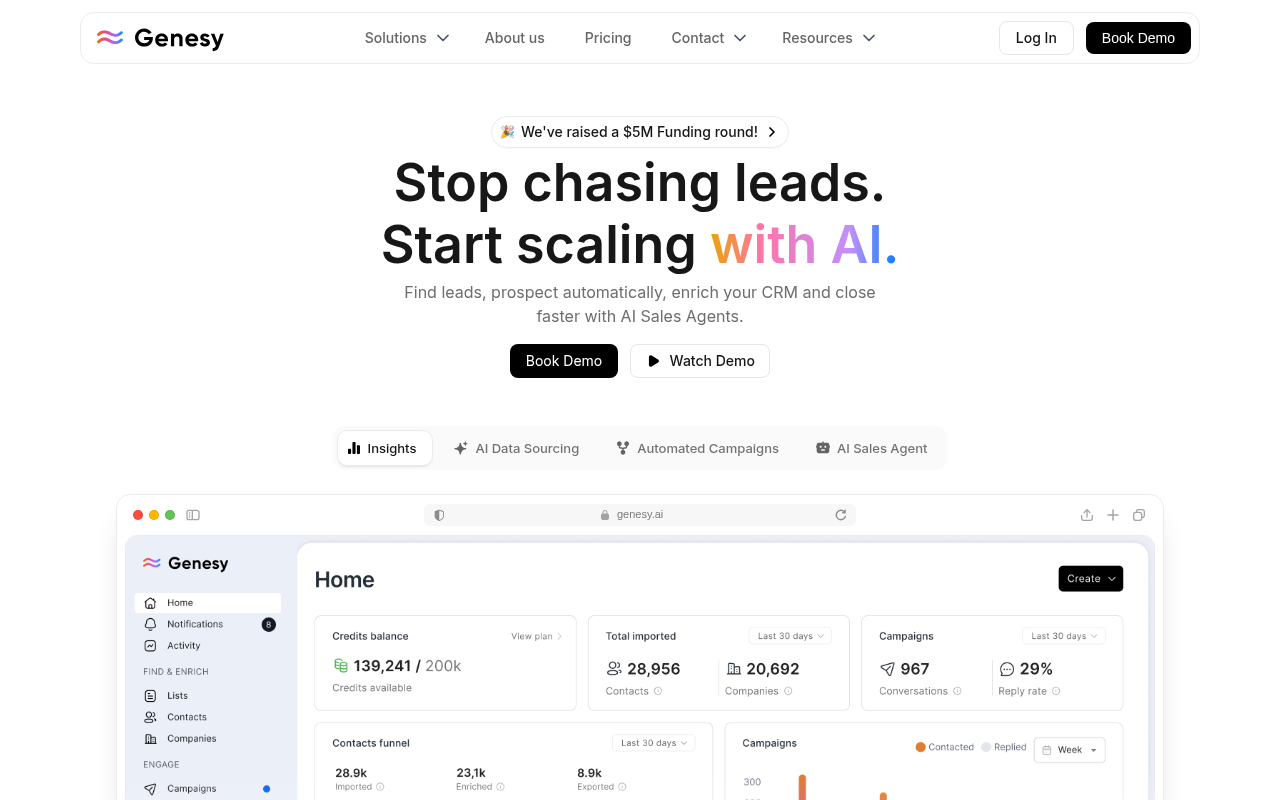 Screenshot of Genesy AI: Supercharge Your Sales with AI-Powered Lead Generation