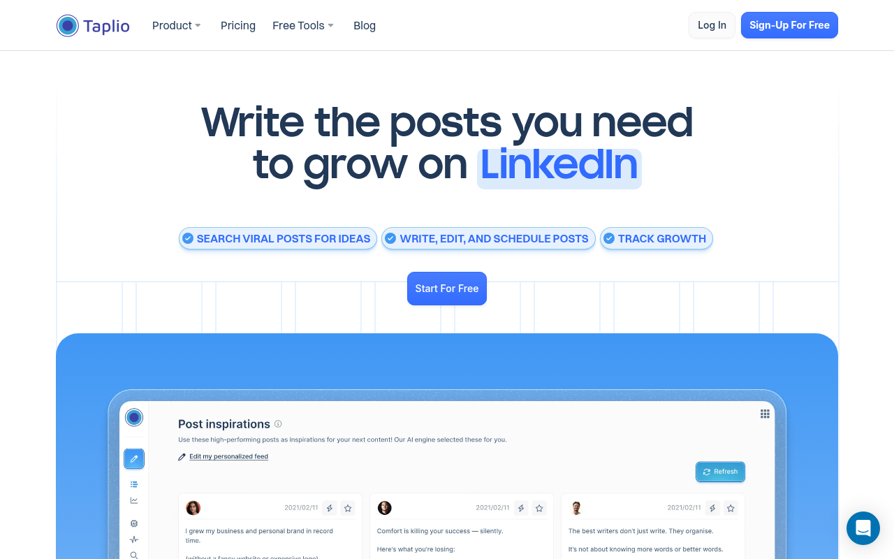 Screenshot of Taplio Review: AI-Powered LinkedIn Growth for Professionals