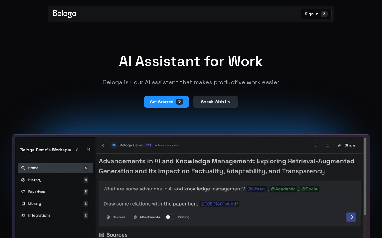 Screenshot of Beloga: Your All-in-One AI Information Hub