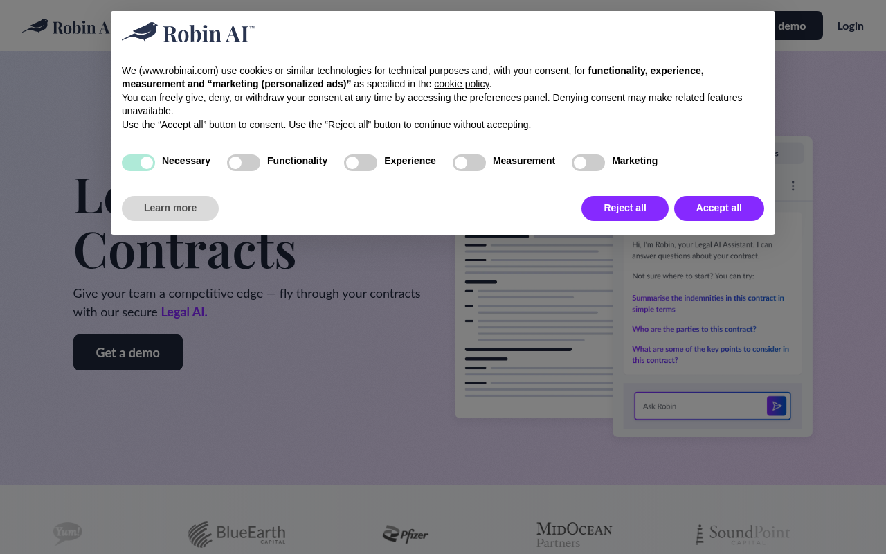 Screenshot of Robin AI Review: Legal Contracts Simplified and Accelerated