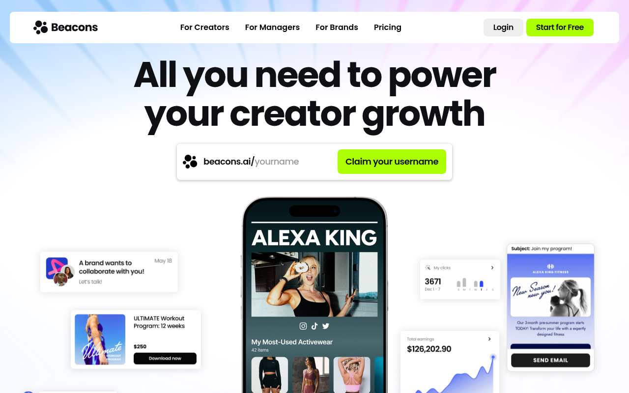 Screenshot of Beacons AI: The Ultimate Link-in-Bio & AI Growth Platform