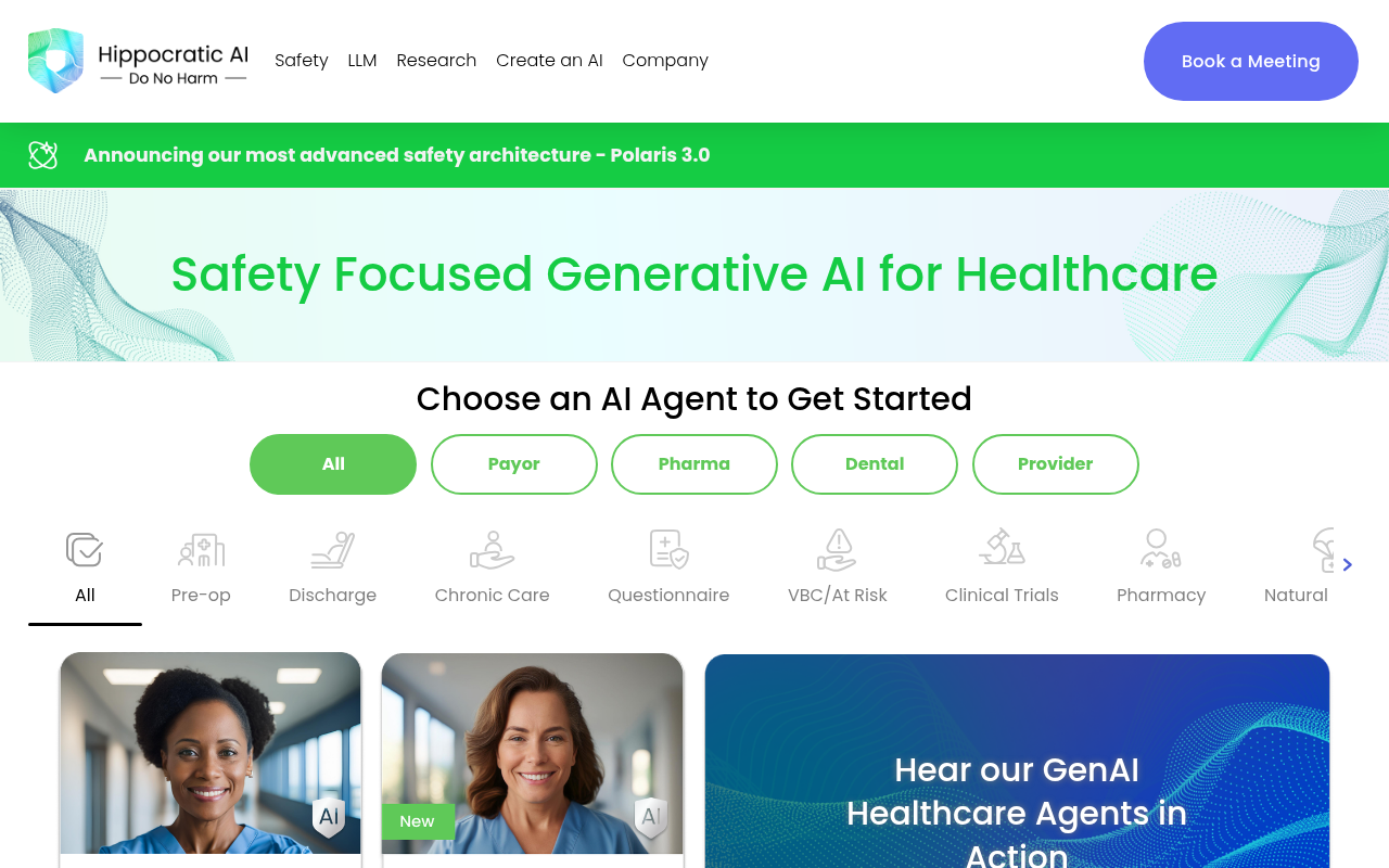 Screenshot of Hippocratic AI: Revolutionizing Healthcare with Safety-Focused AI