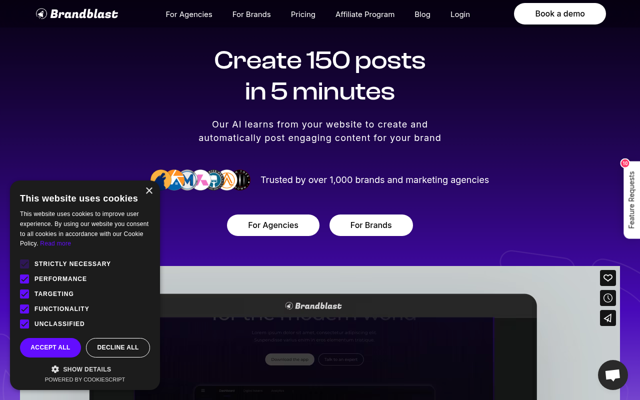 Screenshot of Unlock Social Media Automation with Brandblast AI