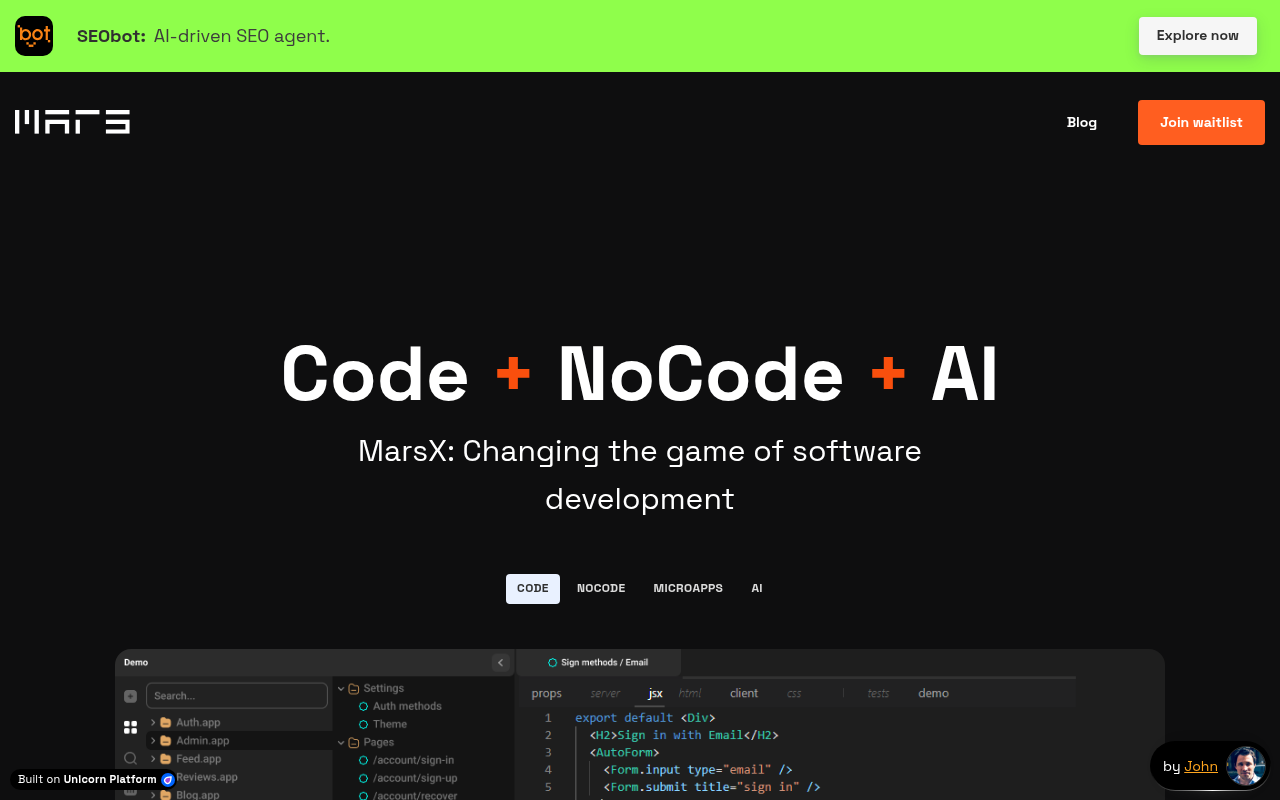 Screenshot of MarsX: Build SaaS Faster with AI-Powered No-Code Development
