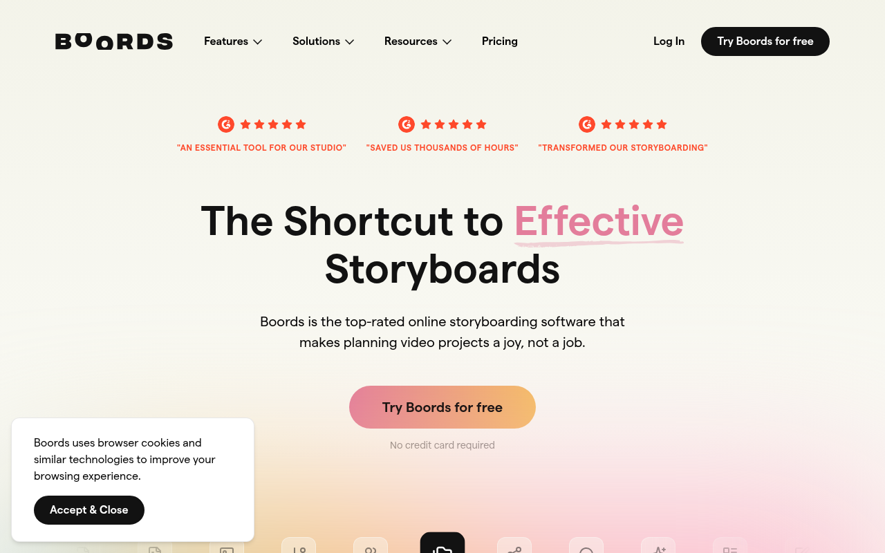 Screenshot of Boords: Streamline Your Video Projects with AI-Powered Storyboarding