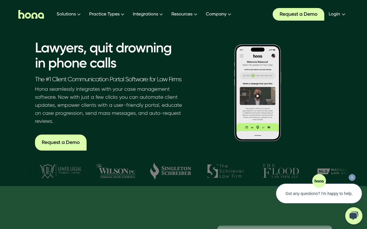 Screenshot of Hona: AI-Powered Client Communication for Law Firms