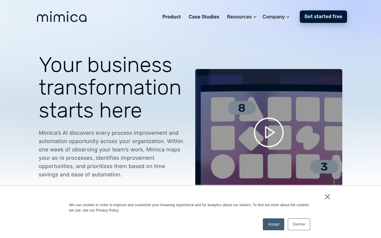 Screenshot of Mimica: Unleash Process Efficiency with AI-Powered Task Mining