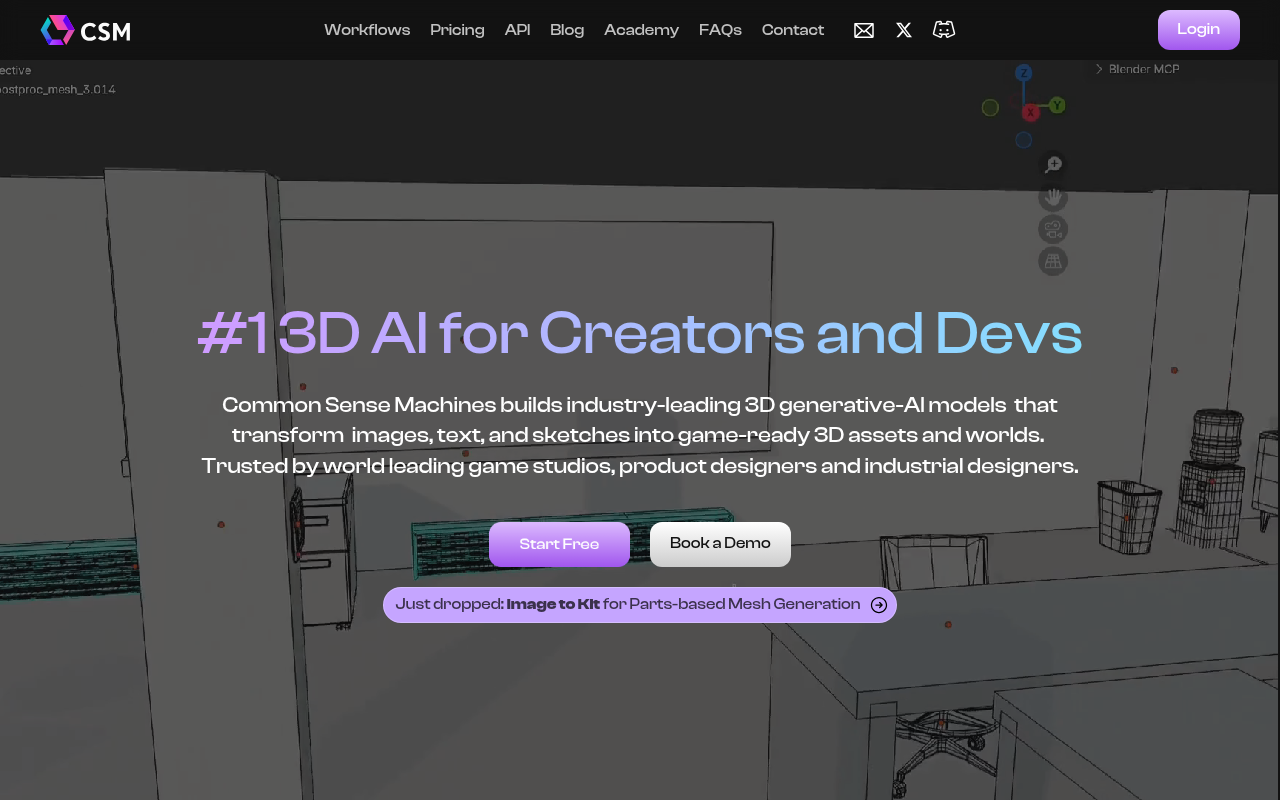 Screenshot of CSM: Your AI Copilot for 3D Animated Worlds
