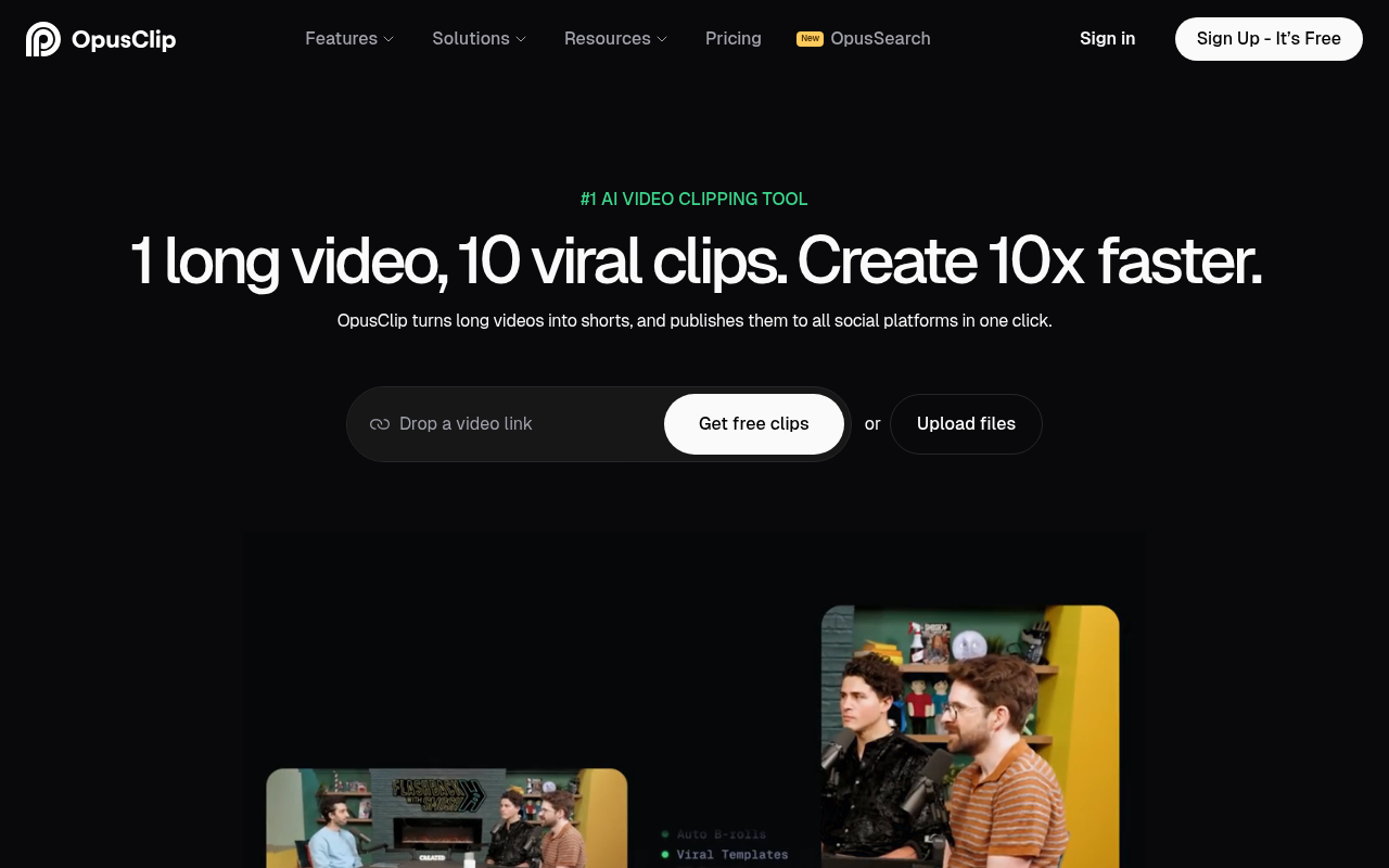 Screenshot of OpusClip: AI-Powered Video Repurposing for Social Media Domination