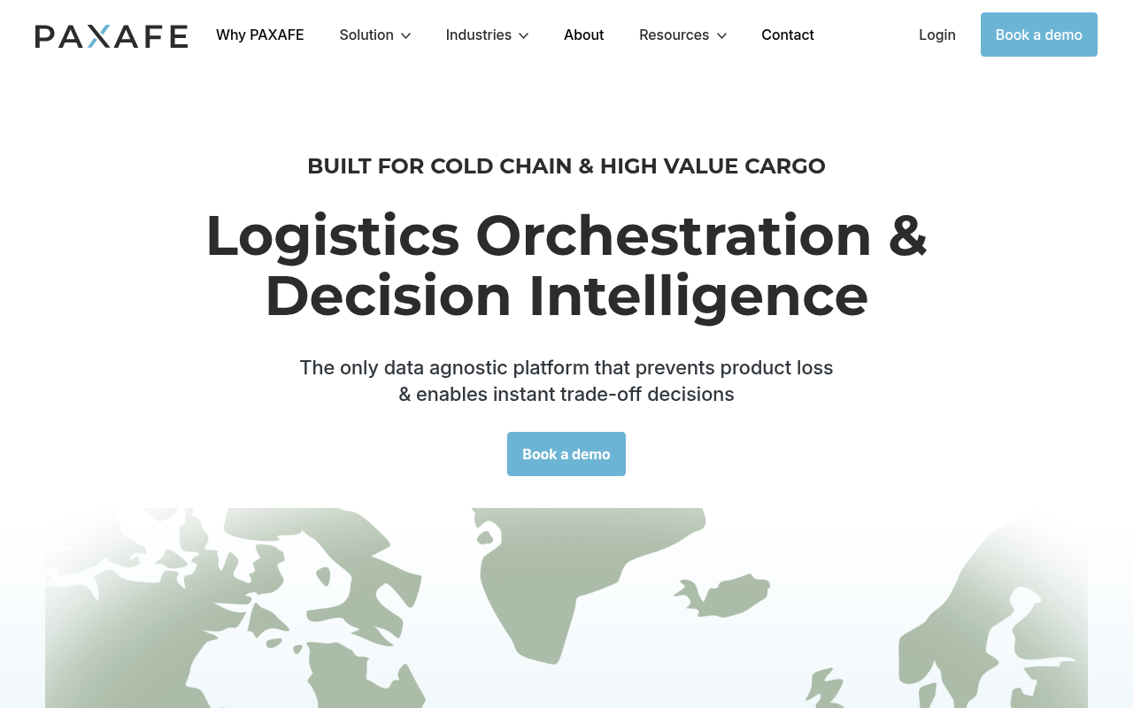 Screenshot of PAXAFE: AI-Powered Supply Chain Visibility