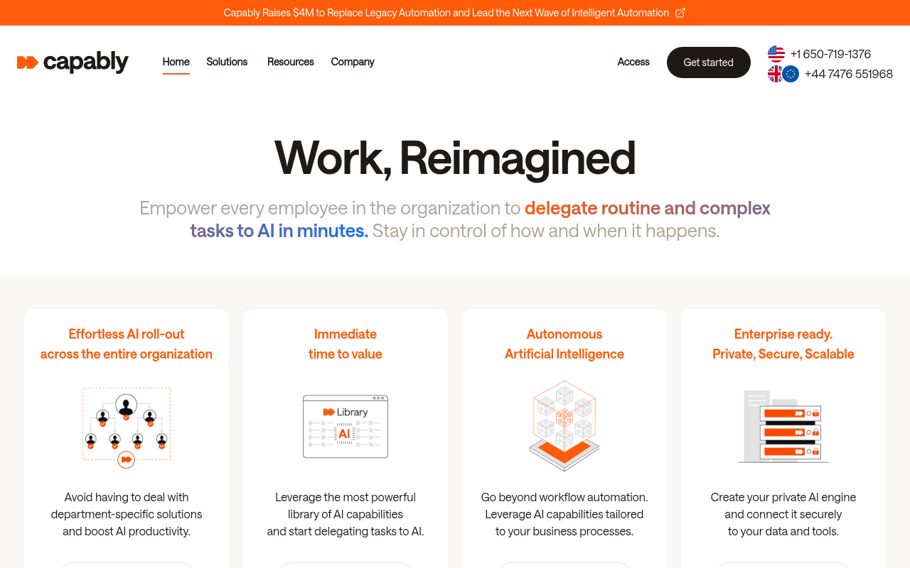 Screenshot of Capably AI: Automate Tasks & Boost Productivity with Intelligent Automation
