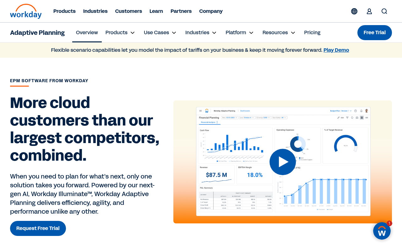 Screenshot of Workday Adaptive Planning: Streamline Your Enterprise Performance Management