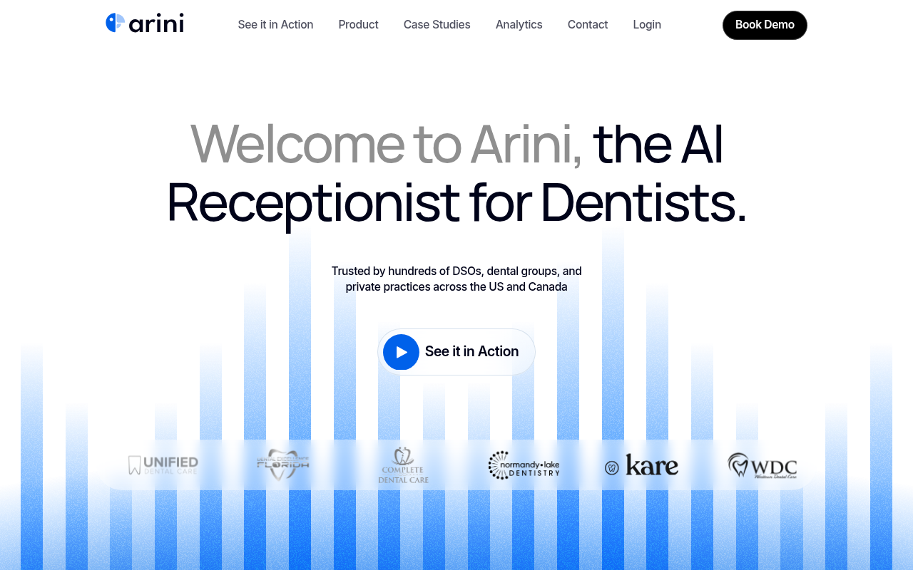 Screenshot of Arini AI: The 24/7 Dental Receptionist Revolutionizing Patient Communication