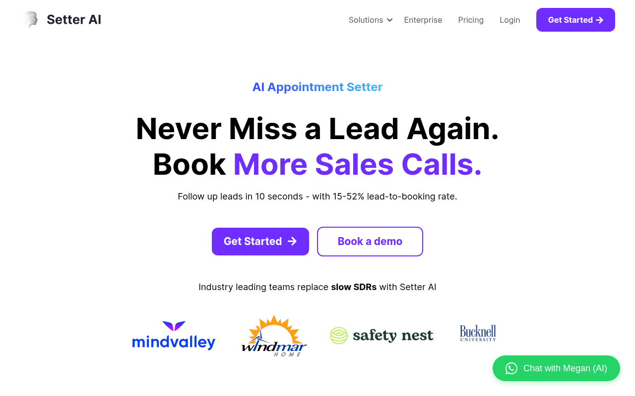 Screenshot of Setter AI: Your AI-Powered Appointment Booking Solution