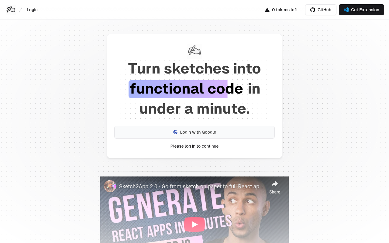 Screenshot of Sketch2App: AI-Powered Code Generation from Sketches