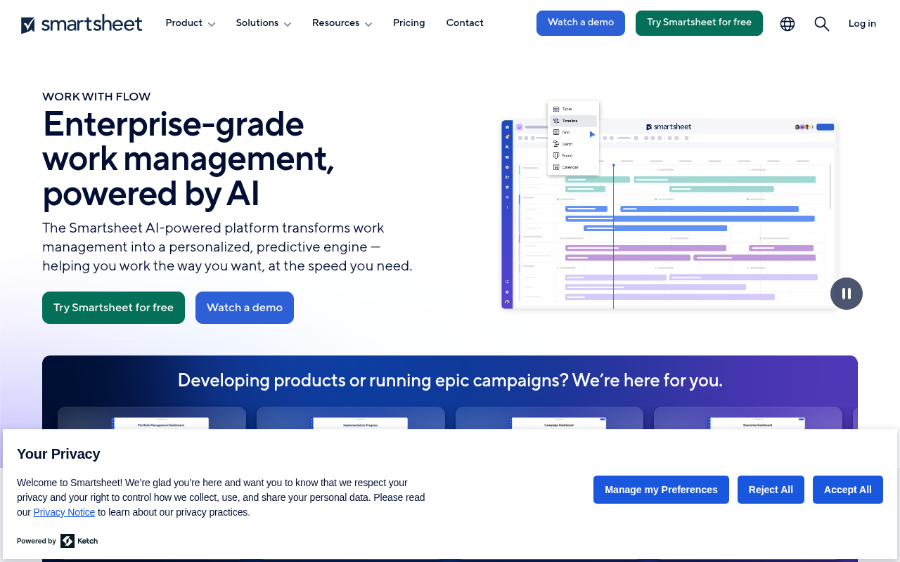 Screenshot of Smartsheet Review: AI-Powered Work Management for Modern Teams
