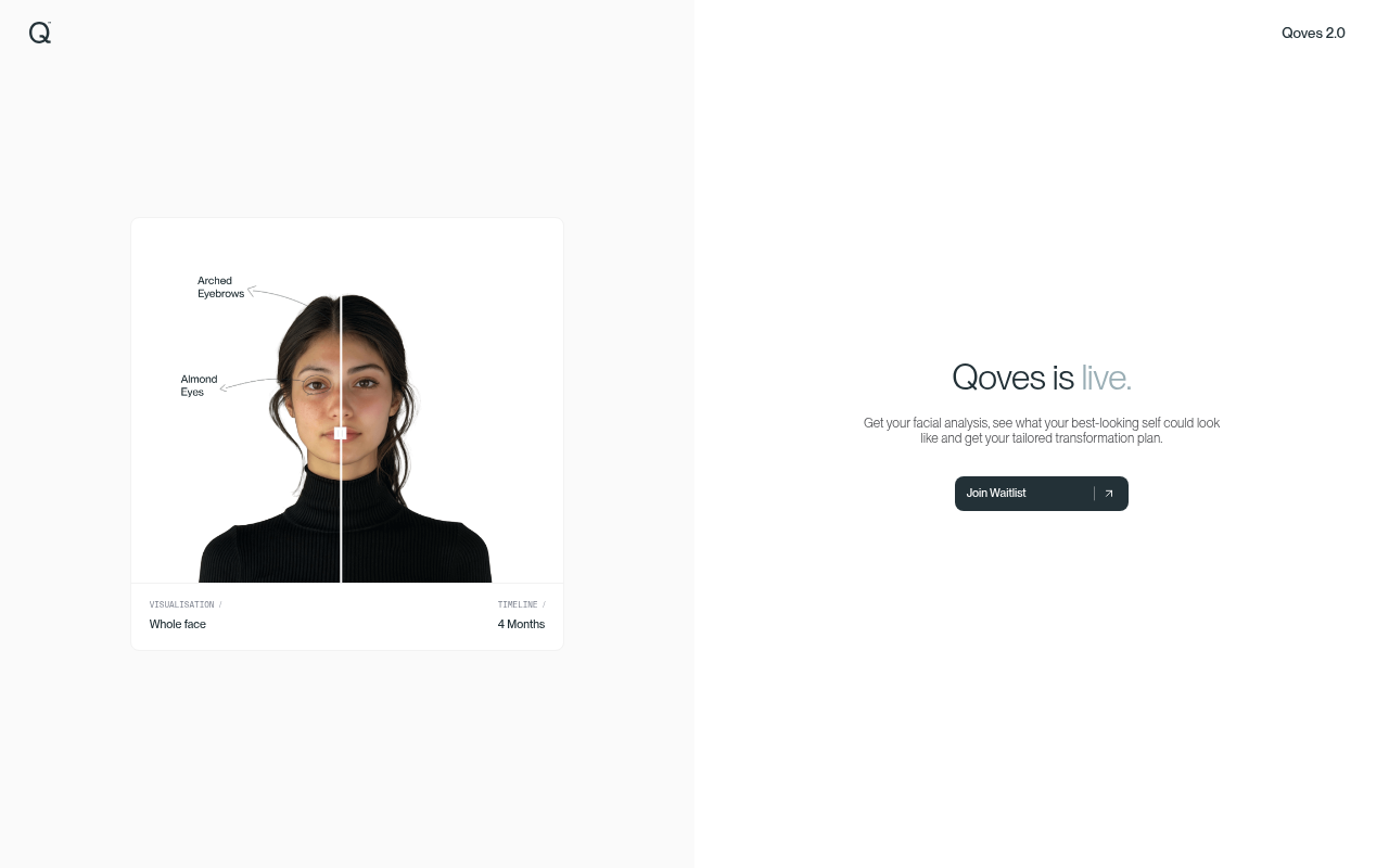 Screenshot of QOVES Review: AI-Powered Beauty Advice for a Non-Surgical Glow-Up