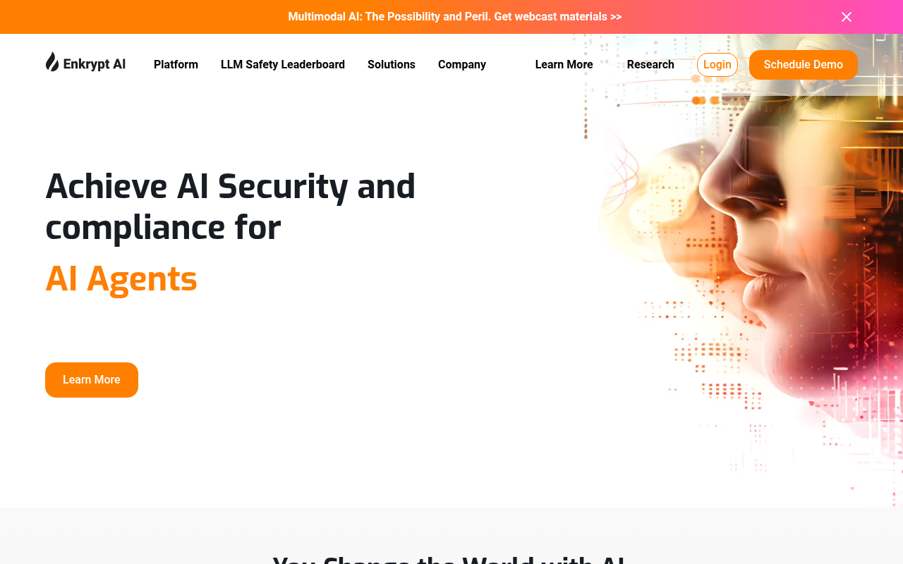 Screenshot of Enkrypt AI: Securing Your AI Future