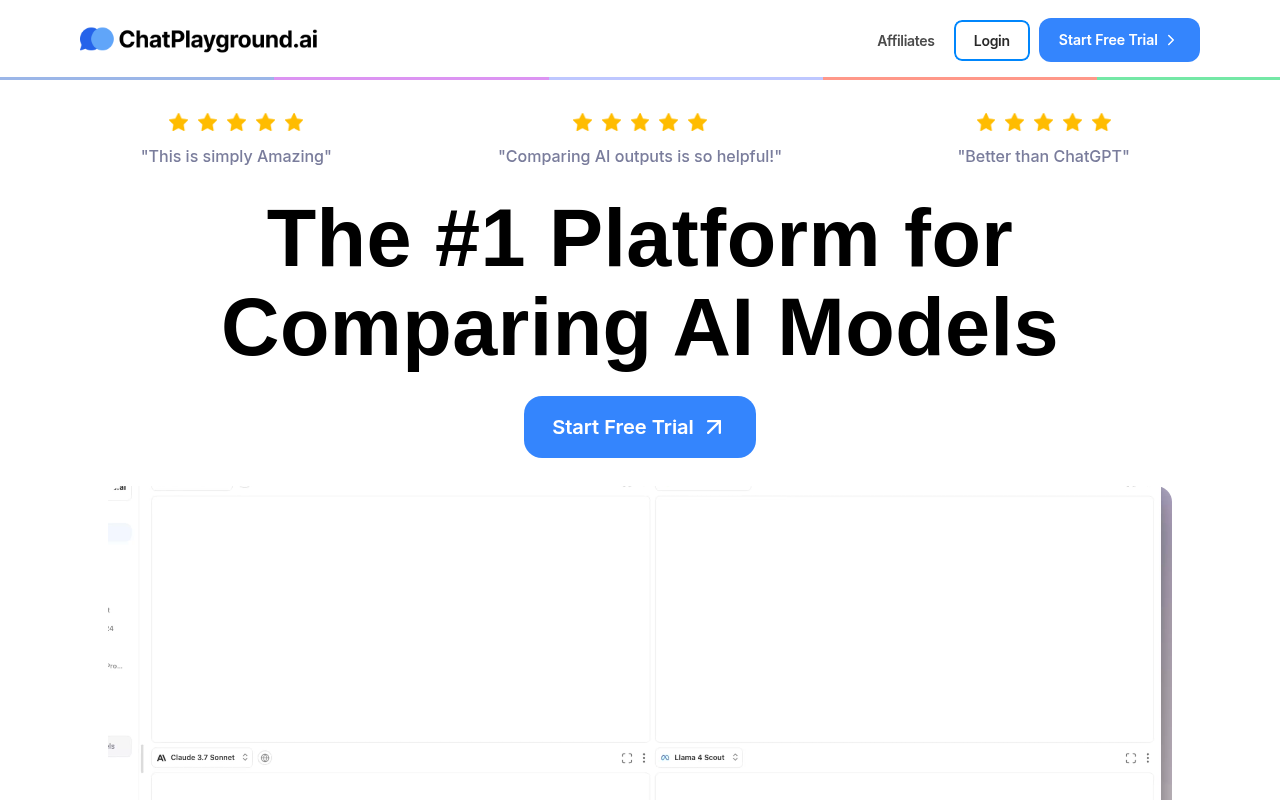 Screenshot of ChatPlayground Review: Compare AI Models Like a Pro