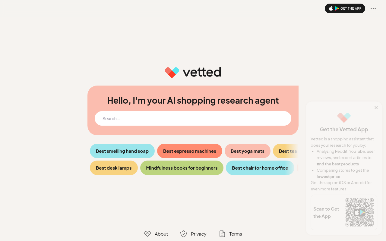 Screenshot of Vetted.ai: AI-Powered Product Review Aggregator - Find the Best Products Fast